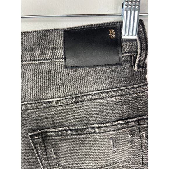 R13 Shredded Slouch Distress Gray Black Denim Jean Shorts Women 27 Indie Sleaze - Picture 6 of 9